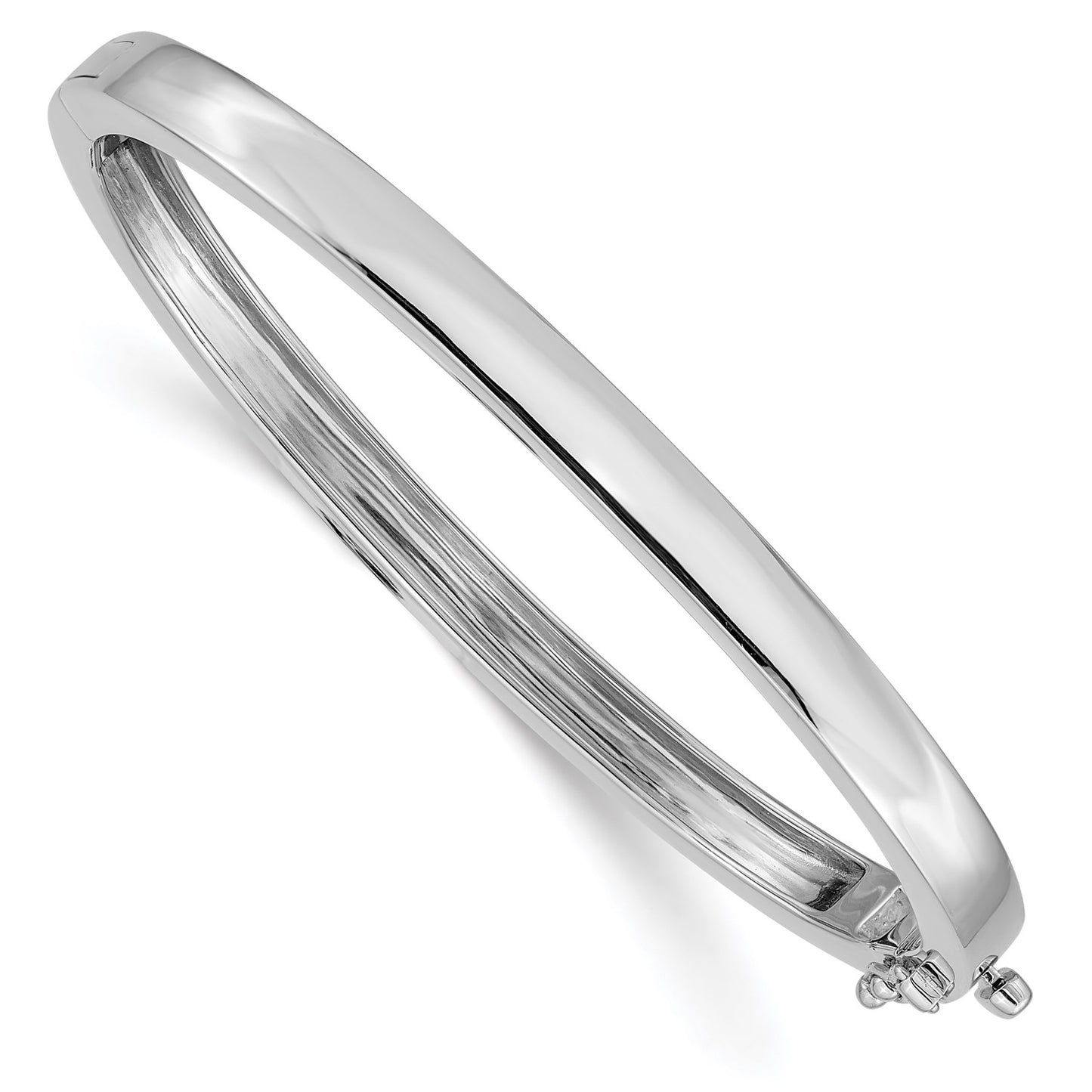 14k White Gold 5.3mm Polished Solid Hinged Bangle Bracelet