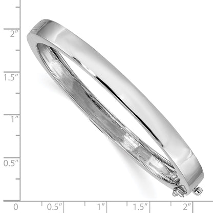 14k White Gold 6.3mm Polished Solid Hinged Bangle Bracelet