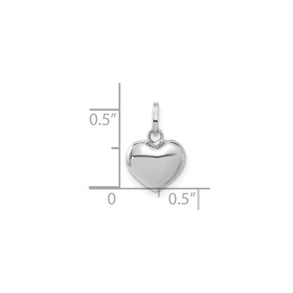 14k White Gold 3D Puffed Heart Pendant