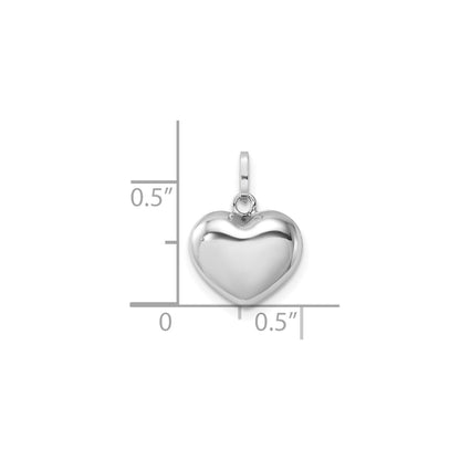 14k White Gold 3D Puffed Heart Pendant