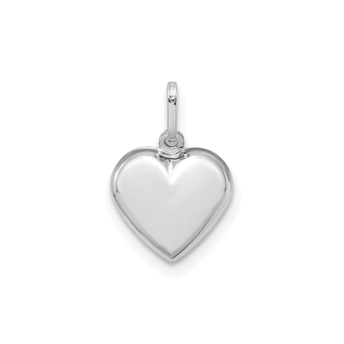 14K White Gold Polished 3-D Heart Pendant