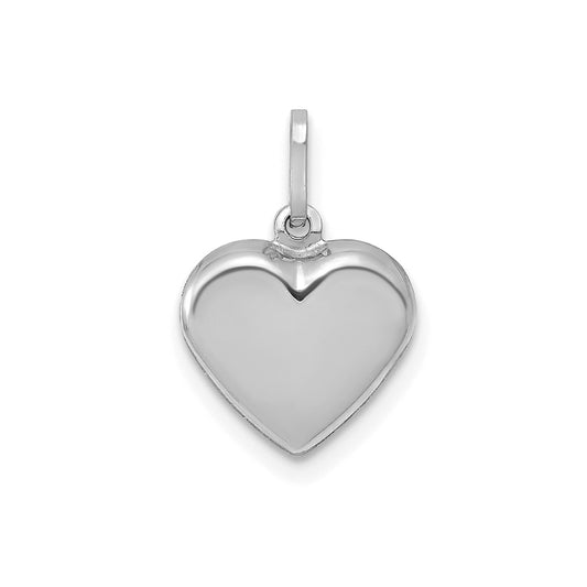 14K White Gold Polished 3-D Heart Pendant