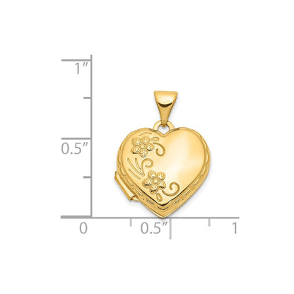 14k 15mm Floral Heart Locket