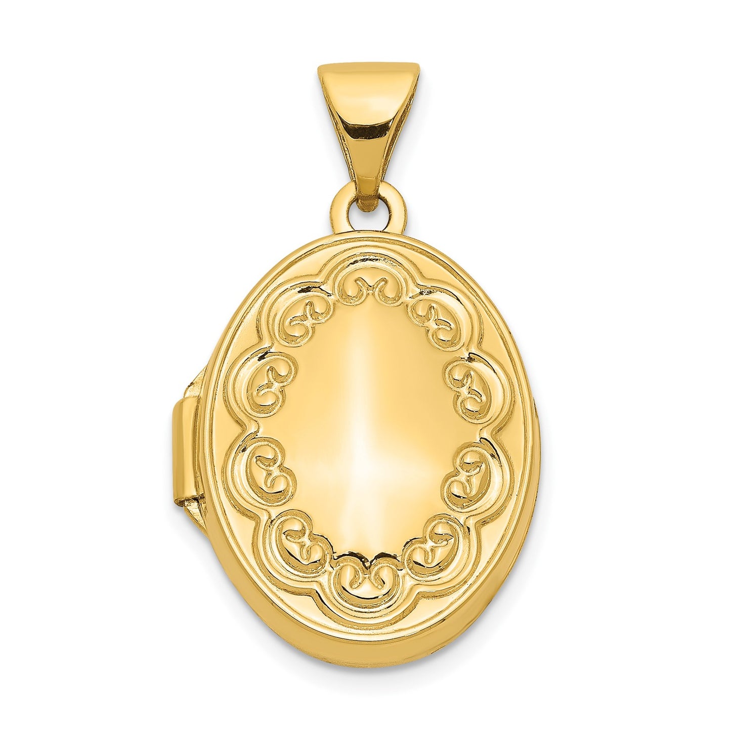 14k Scroll Oval Locket