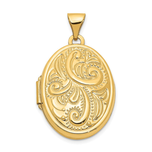 14k Domed Scroll Design Oval Locket