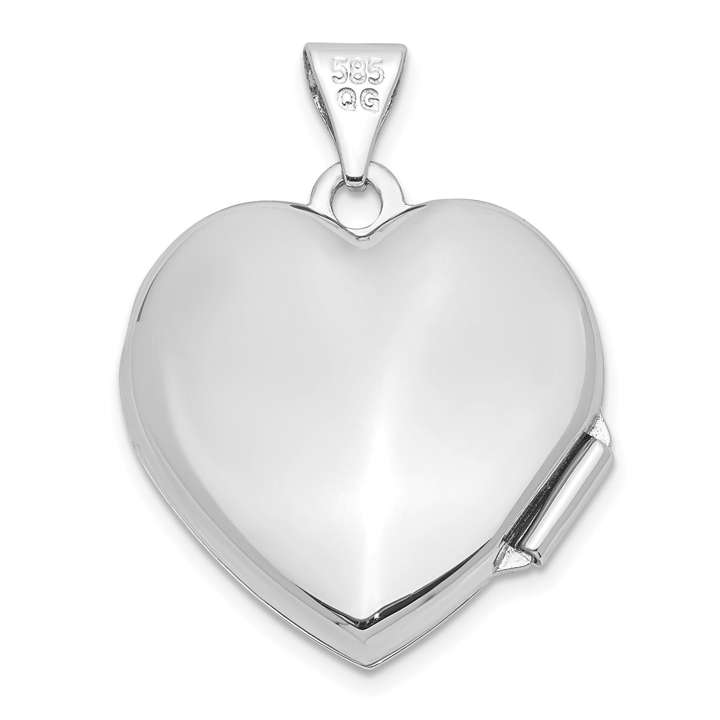 14k White Gold Domed Heart Locket