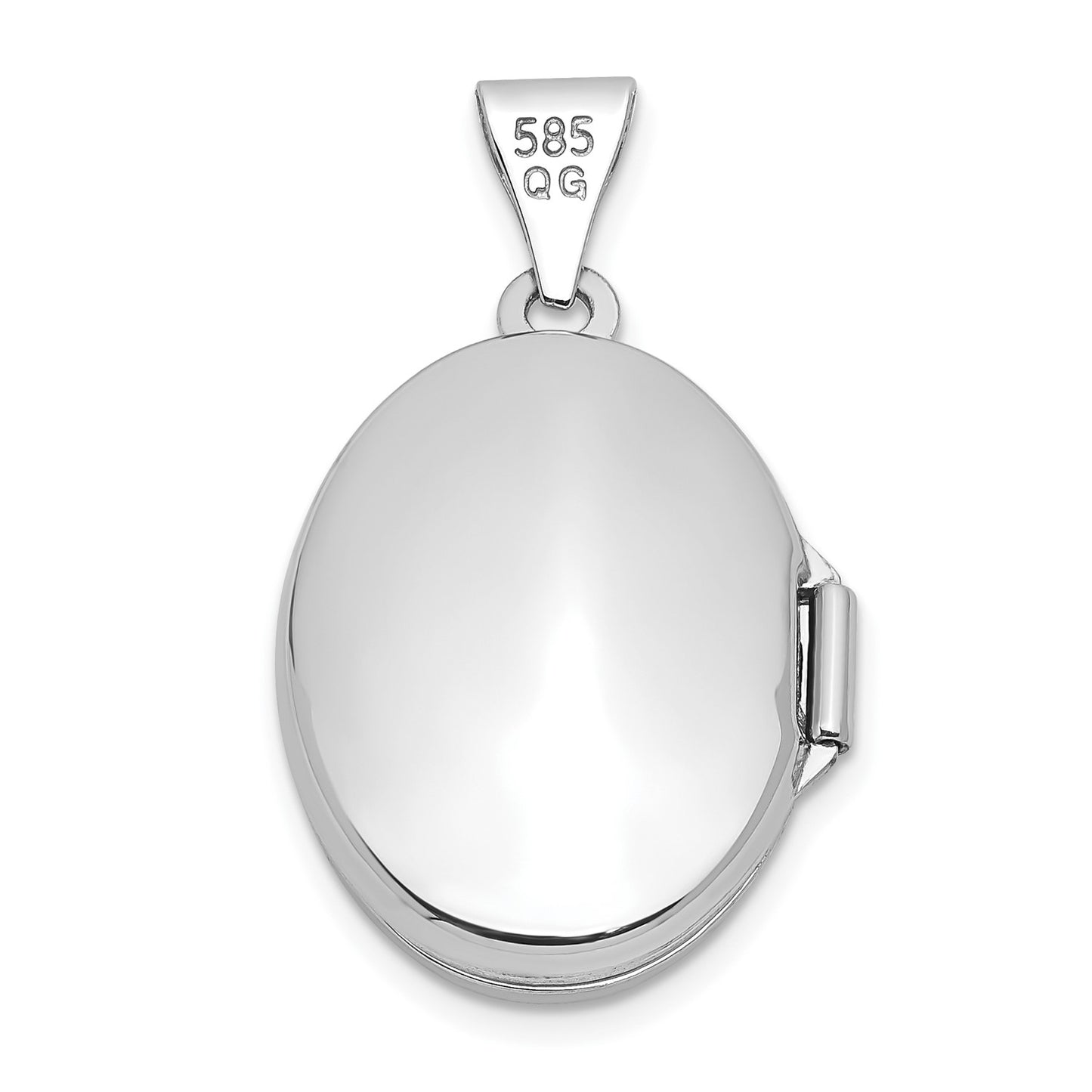 14k White Gold Polished Oval Locket