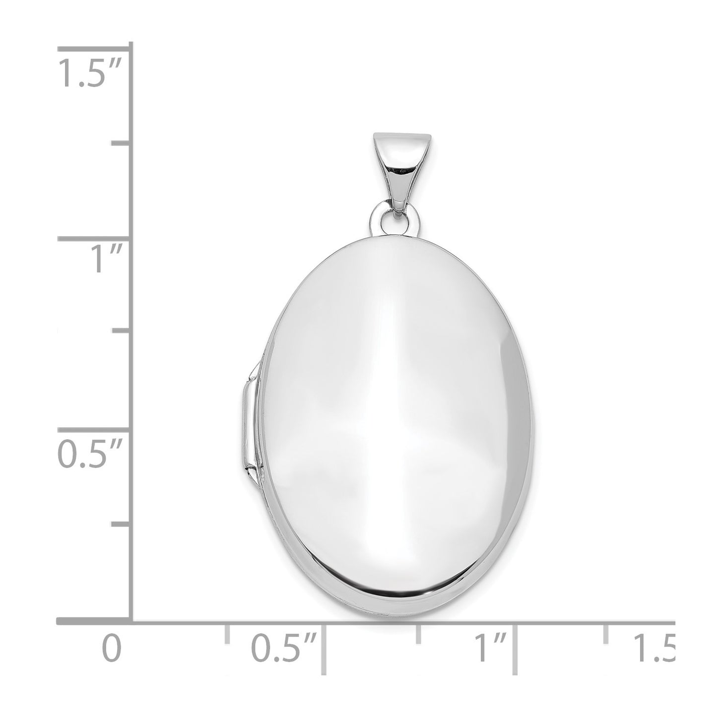 14k White Gold Polished Domed Oval Locket