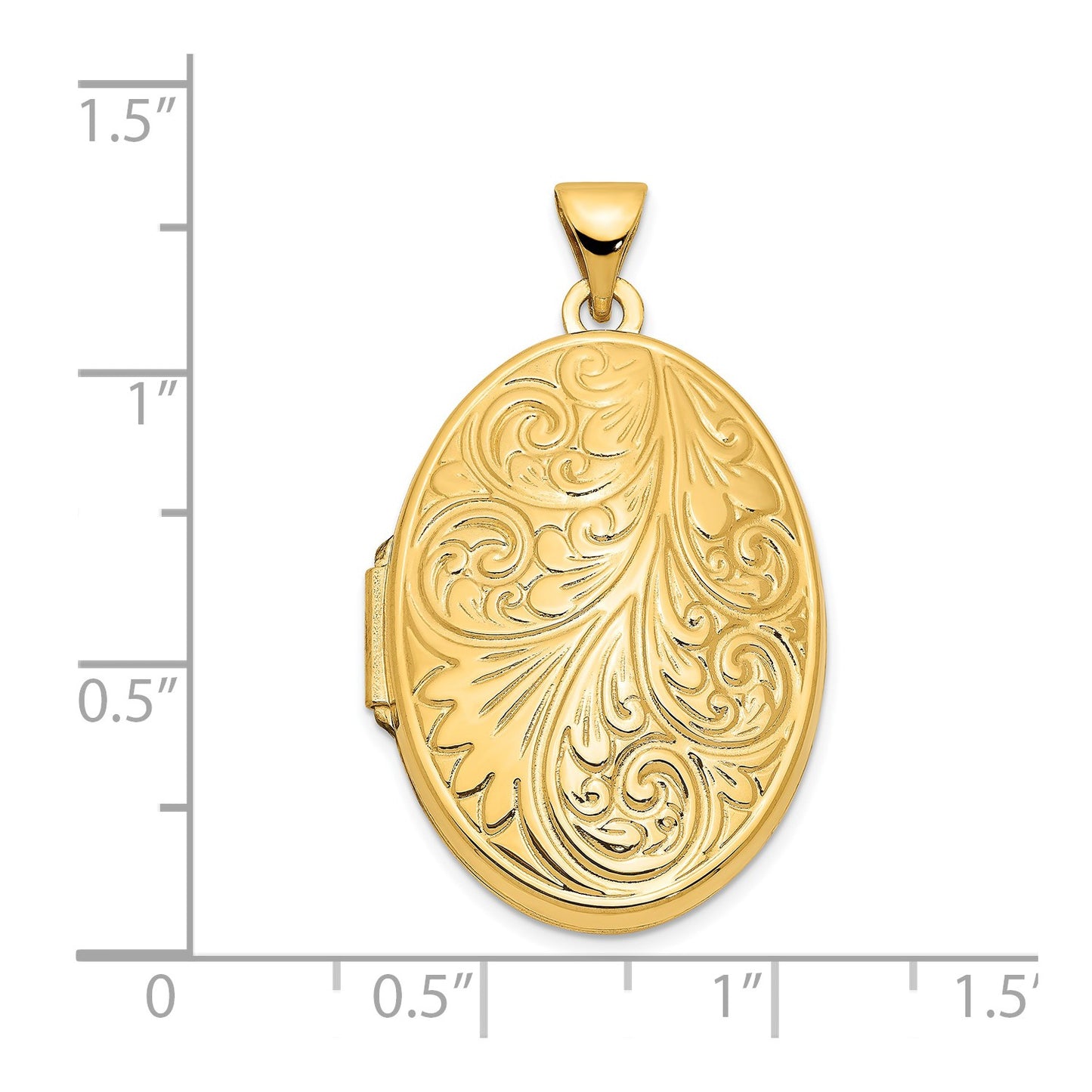 14k Yellow Gold Scroll Oval Locket