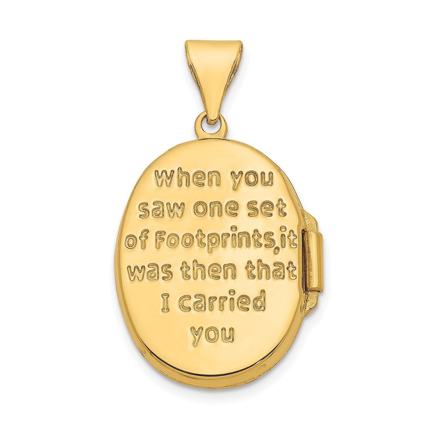 14k Yellow Gold White Rhodium-plated Footprints Locket