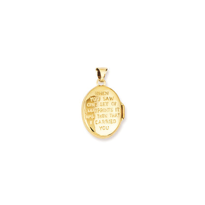 14k Yellow Gold White Rhodium-plated Footprints Locket