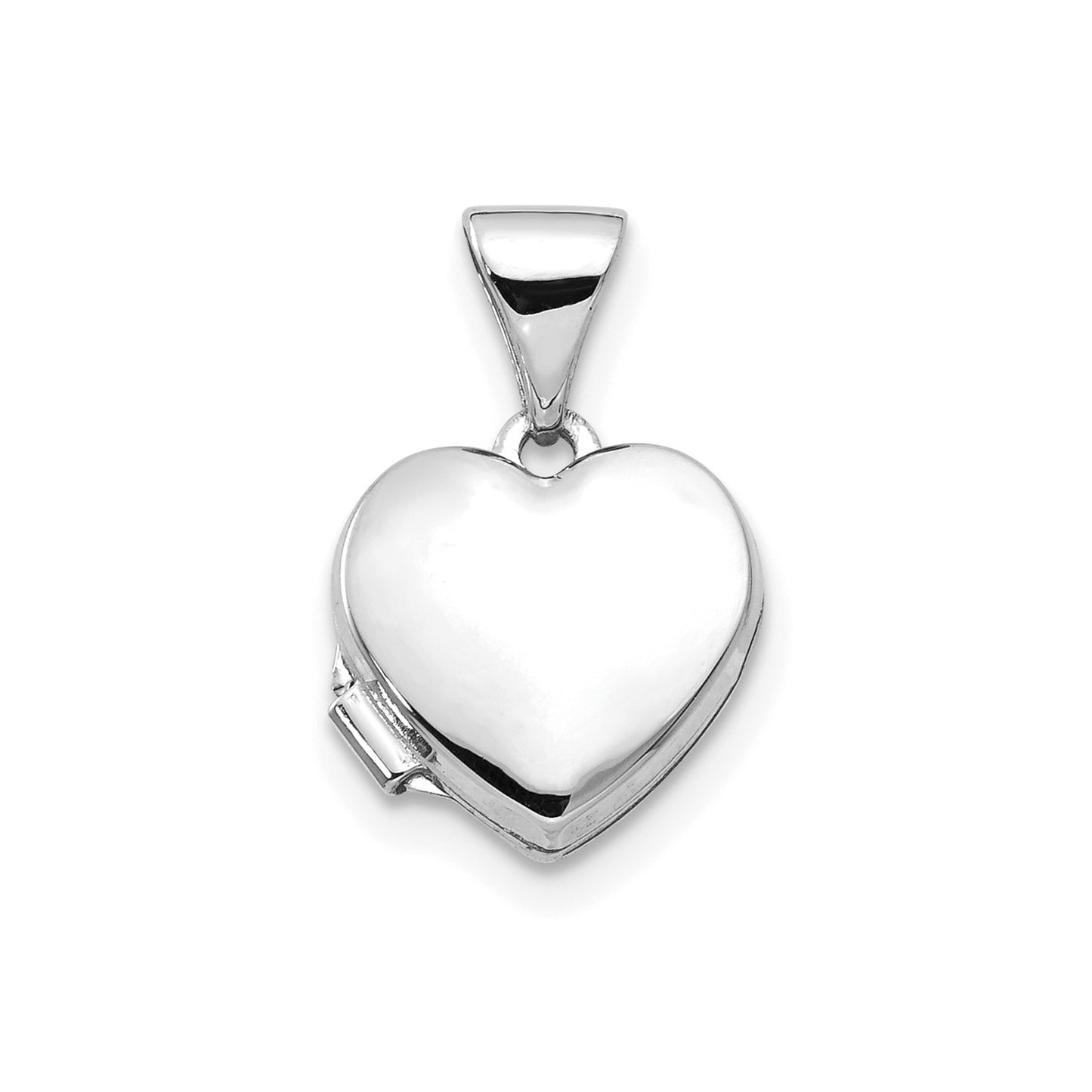 14k White Gold Polished Heart-Shaped Locket