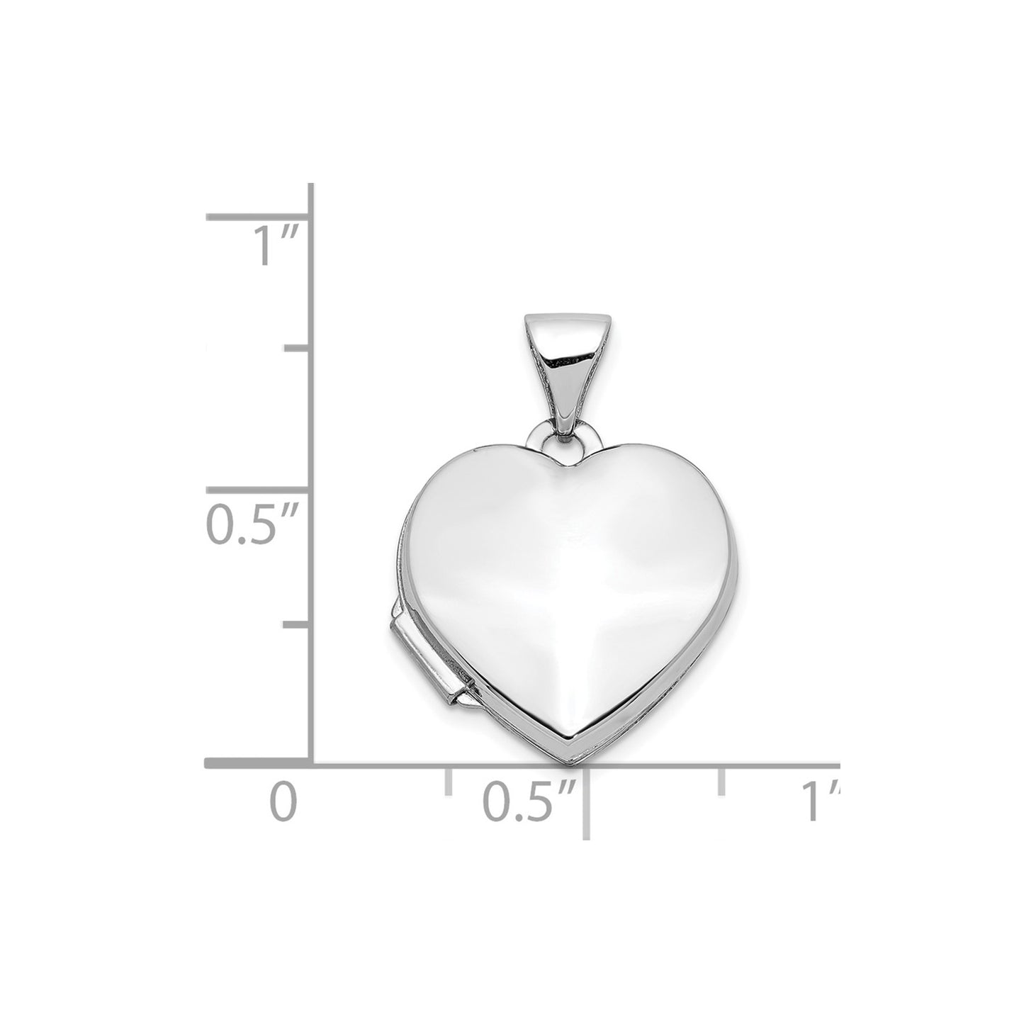 14k White Gold Polished Heart-Shaped Locket