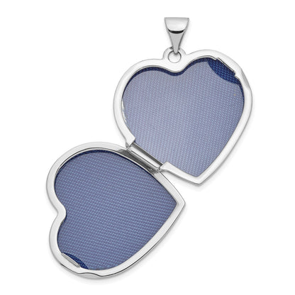 14k White Gold Polished Heart-Shaped Domed Locket