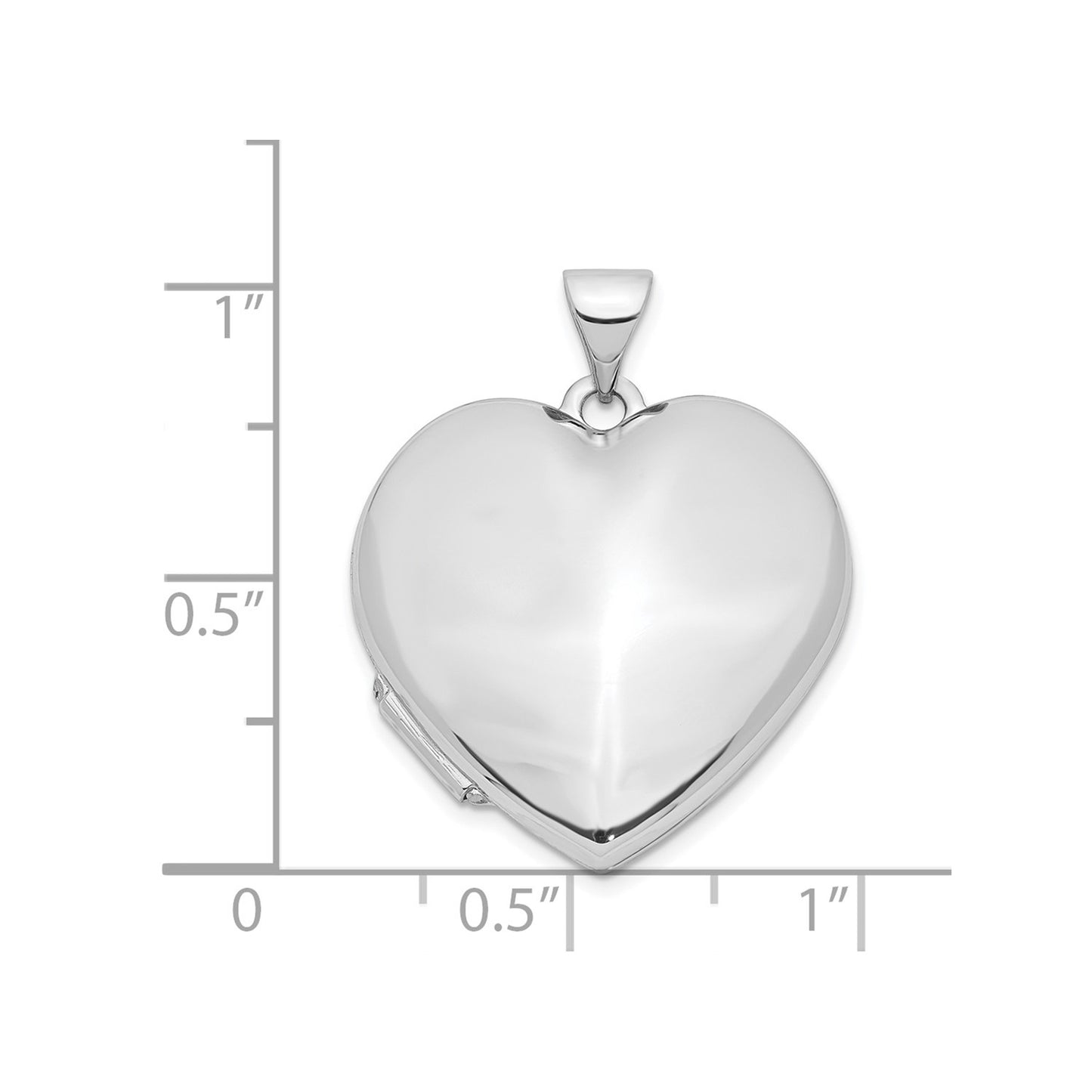 14k White Gold Polished Heart-Shaped Domed Locket