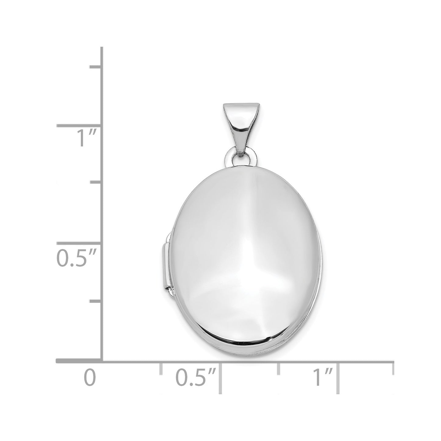 14k White Gold Polished Oval Locket