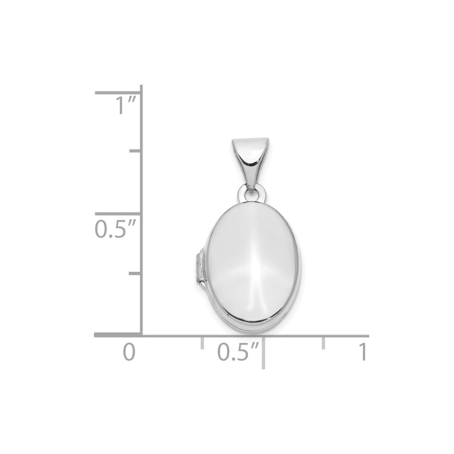 14k White Gold 13mm Oval Plain Assembled Locket