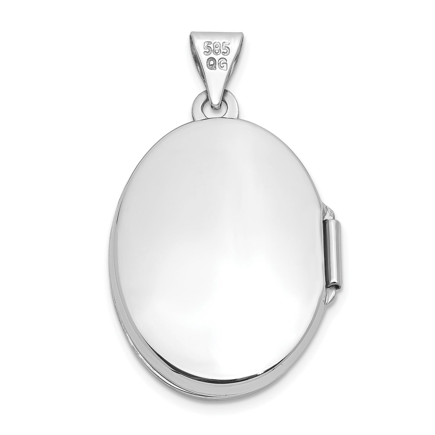 14k White Gold 21mm Oval Floral Scroll Border Locket