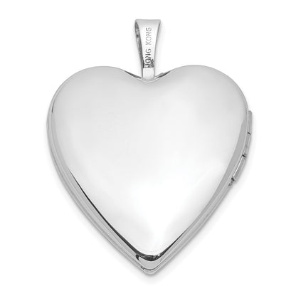 14K 20mm White Gold Polished Satin w/ Cross Heart Locket