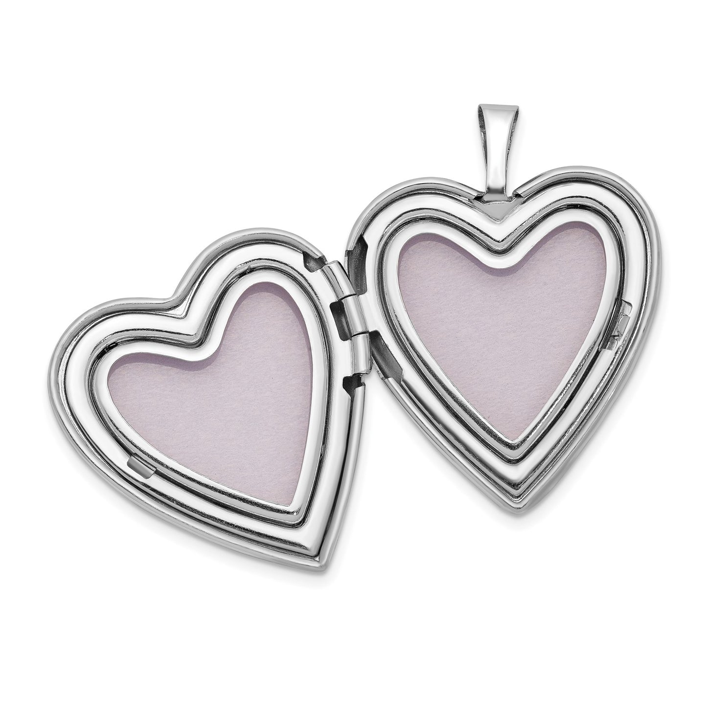 14K 20mm White Gold Plain Polished Heart Locket