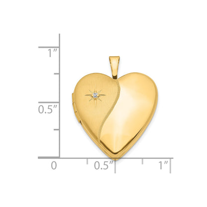 14K 20mm Diamond Polished and Satin Heart Locket