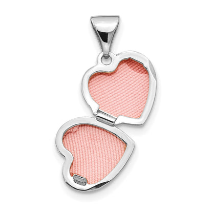 14k White Gold Polished Heart-Shaped Scrolled Locket