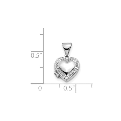 14k White Gold Polished Heart-Shaped Scrolled Locket