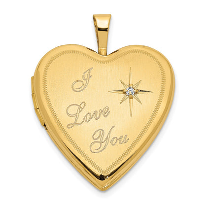 14K 20mm Diamond Satin I LOVE YOU Heart Locket