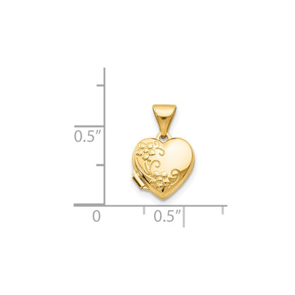 14k Yellow Gold Floral Heart Locket