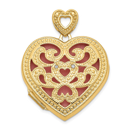 14ky 24mm w/ Diamond Vintage Heart Locket