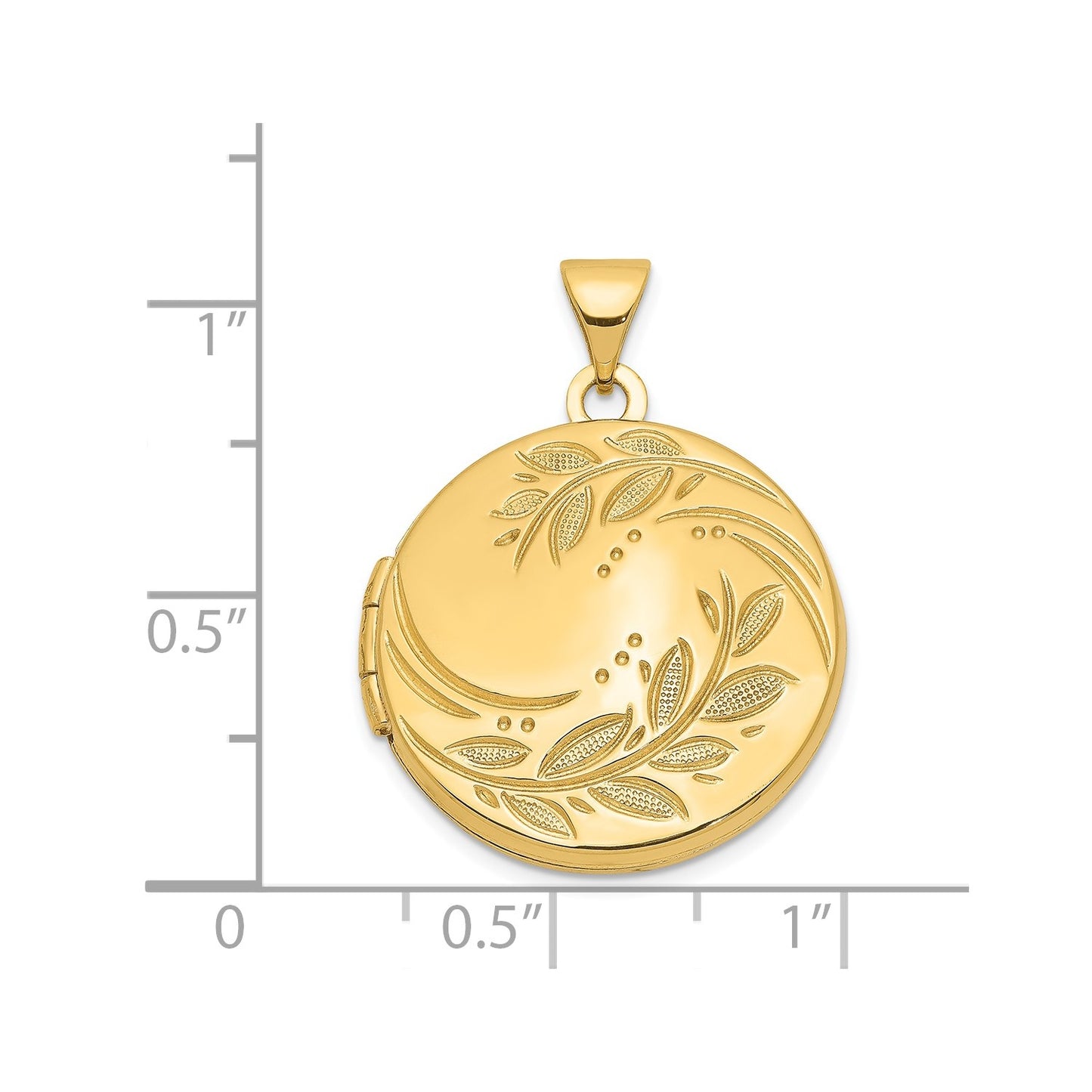 14ky 20mm Round Leaf Floral Locket