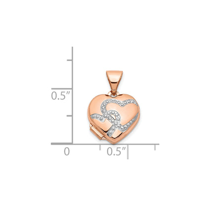 14k Rose Gold w/ White Rhodium 12mm Heart Locket