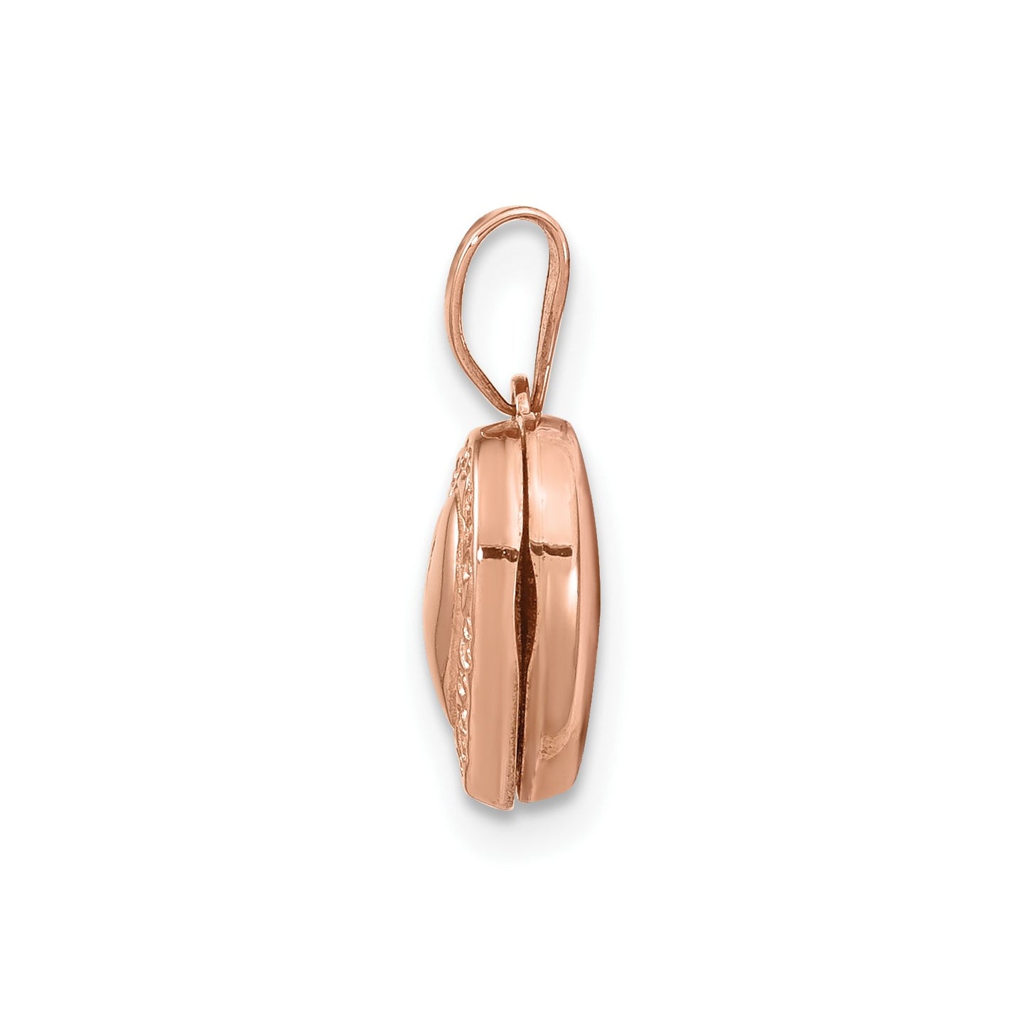 14k Rose Gold Polished 10mm Heart-Shaped Scrolled Locket