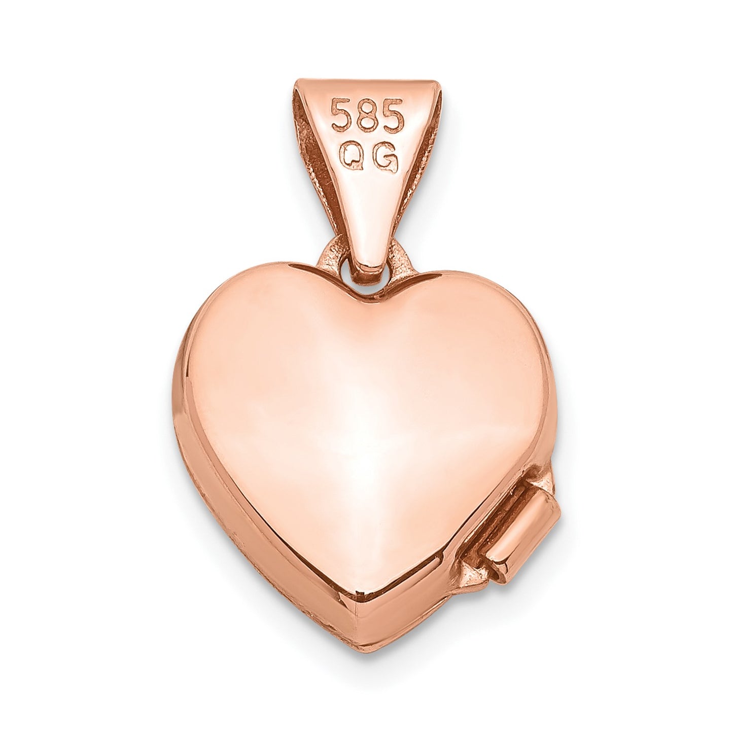 14k Rose Gold Polished 10mm Heart-Shaped Scrolled Locket