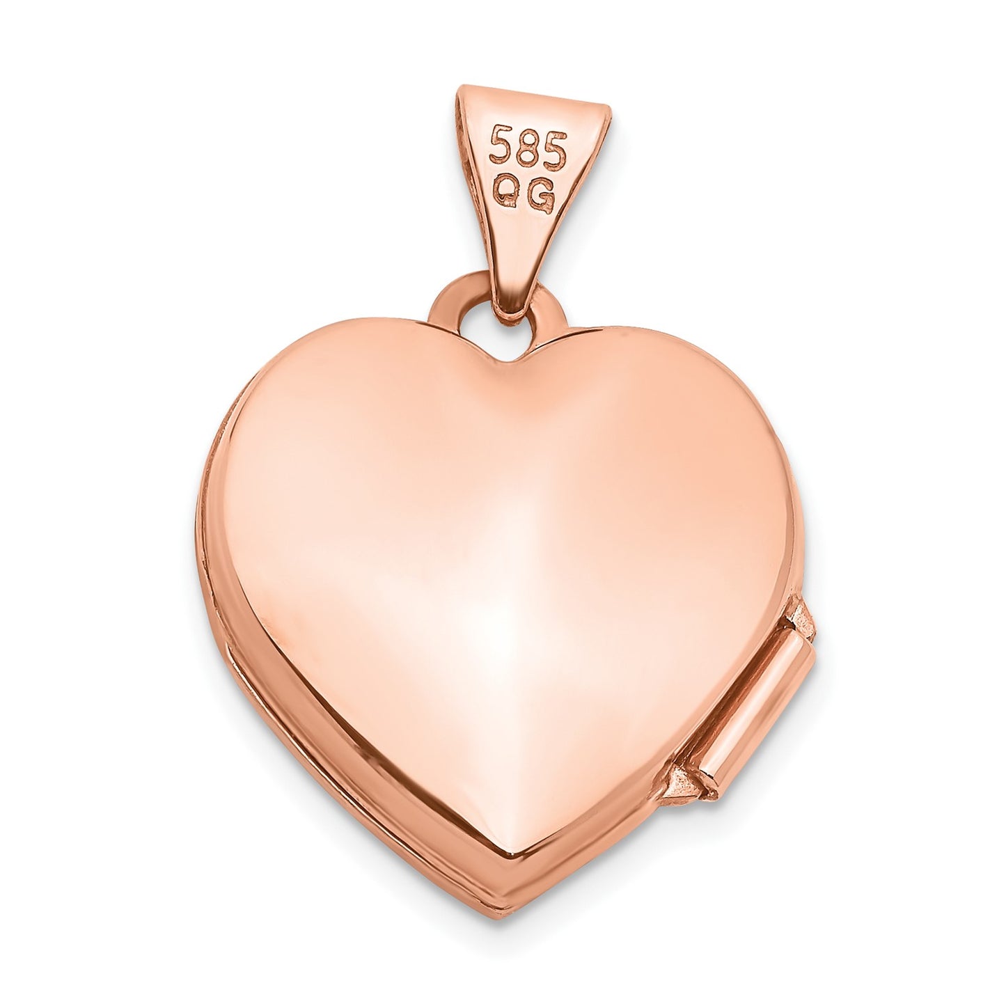 14k Rose Gold 15mm Scroll Heart Locket