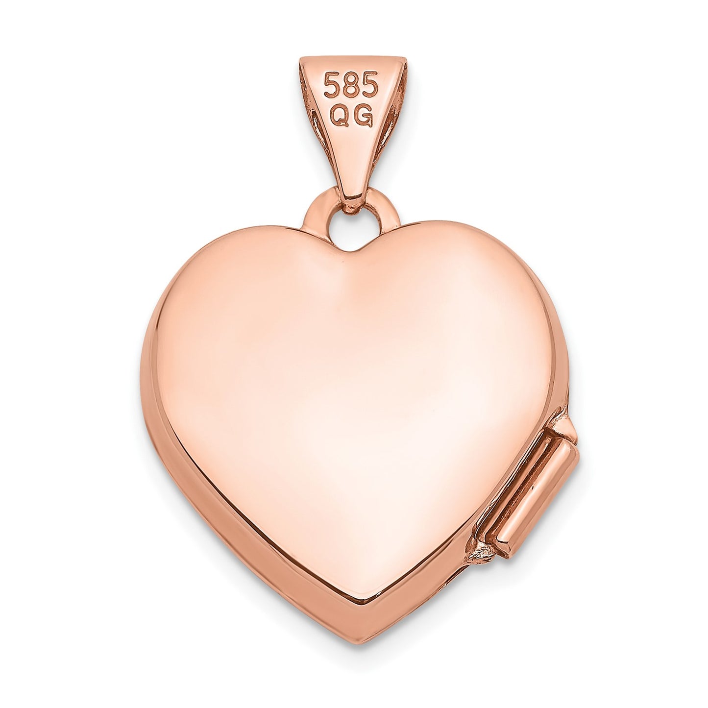 14k Rose Gold Textured Double Heart Scroll Design 15mm Heart Locket