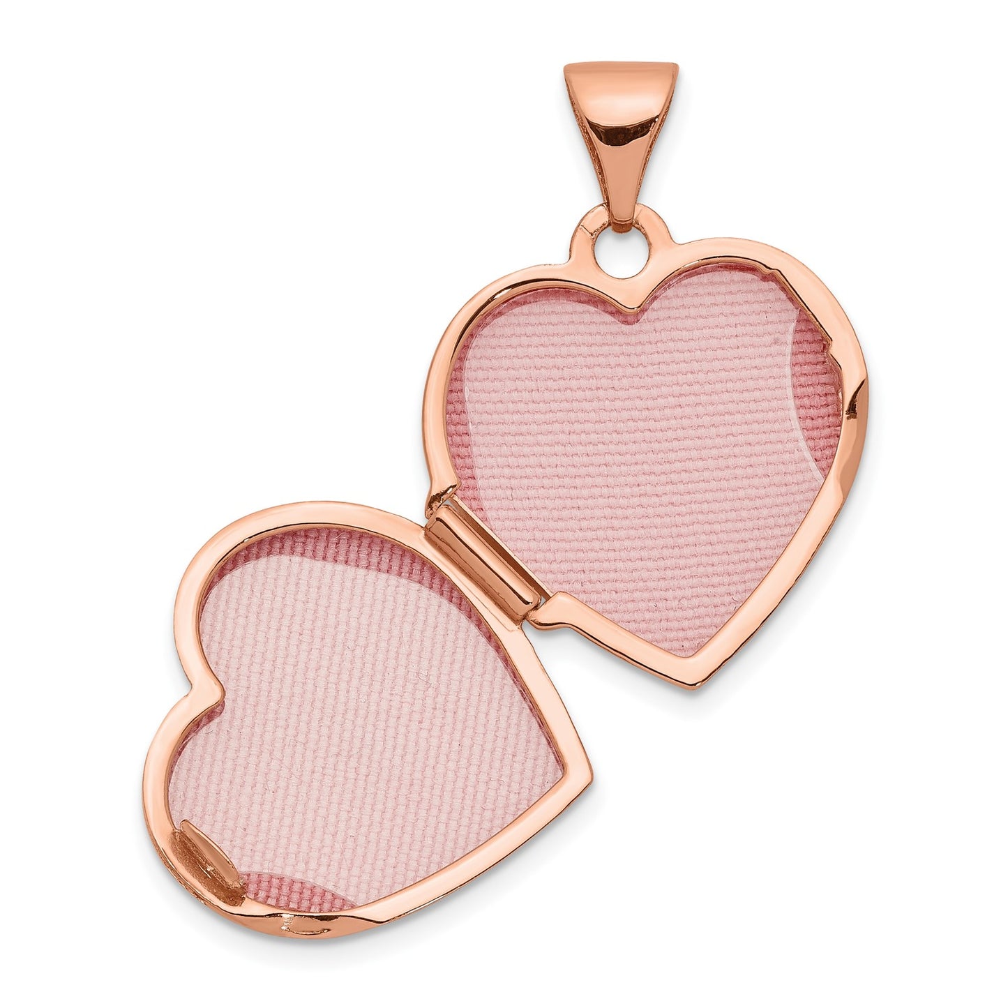 14k Rose Gold Diamond Polished 15mm Heart Locket