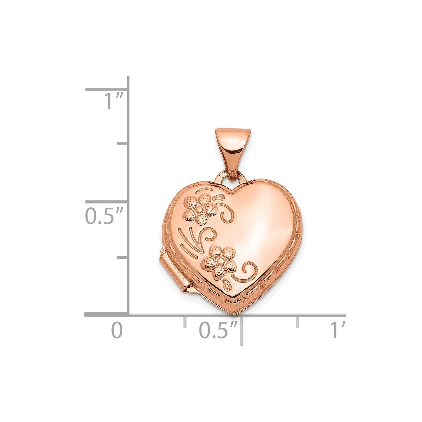 14k Rose Gold 15mm Reversible Heart Locket