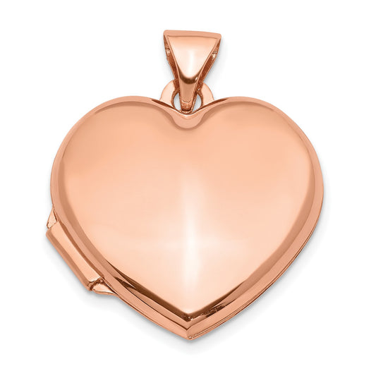 14k Rose Gold 18mm Domed Heart Locket