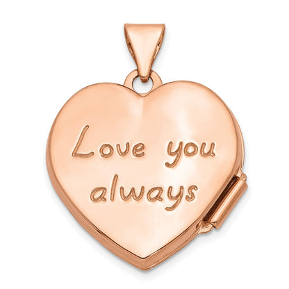 14k Rose Gold 18mm Scrolled Love You Always Heart Locket