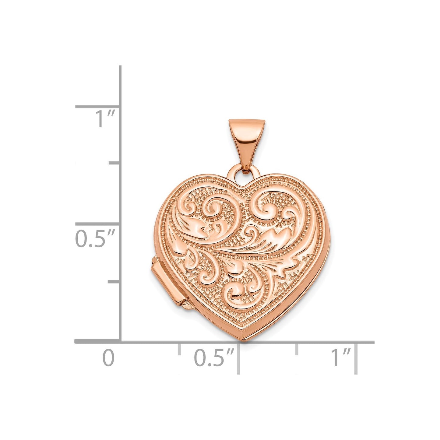 14k Rose Gold 18mm Scrolled Love You Always Heart Locket