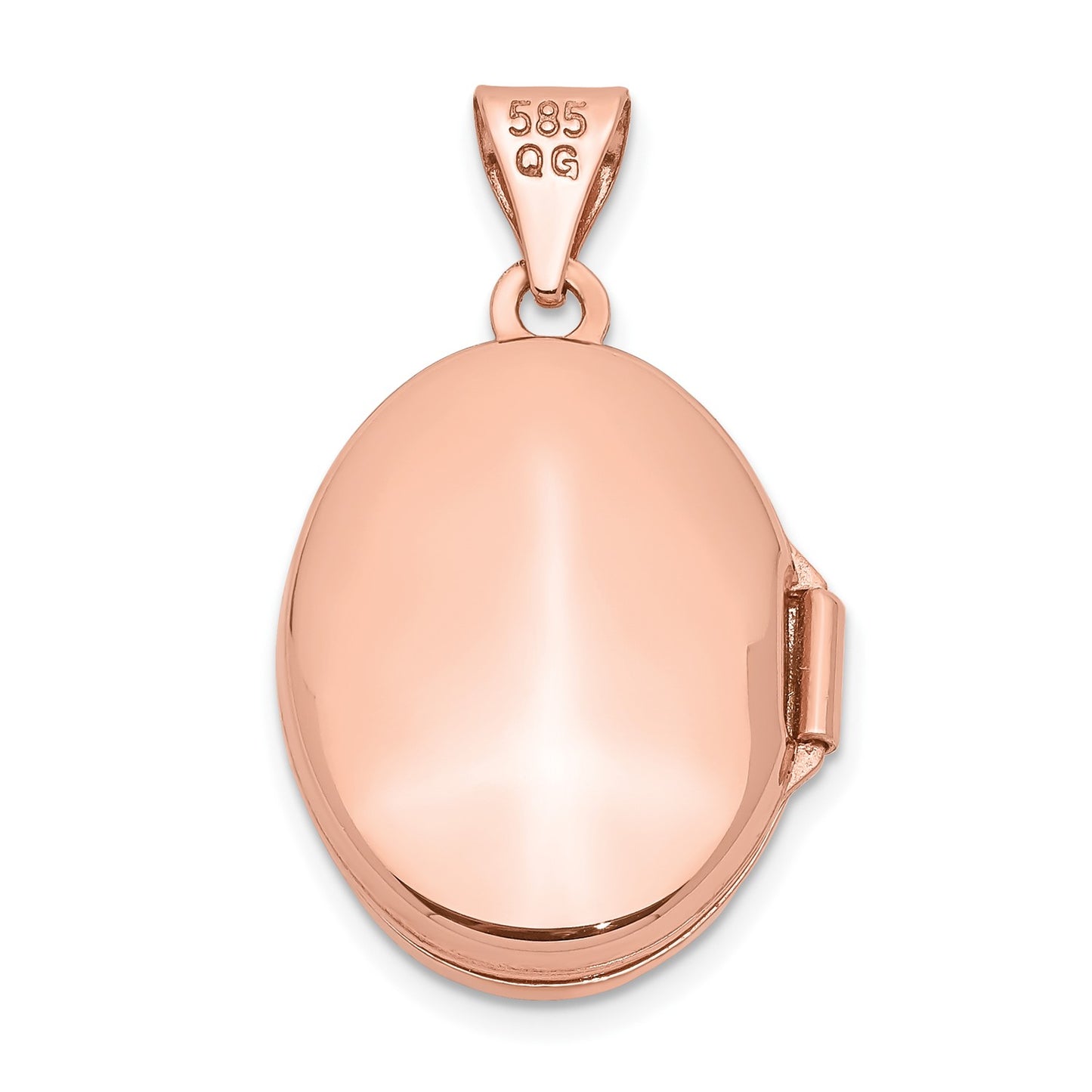 14k Rose Gold 17mm Diamond Oval Locket