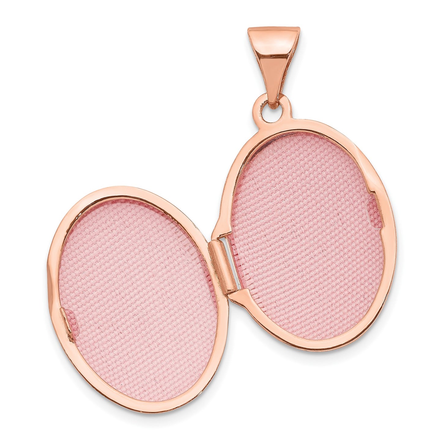 14k Rose Gold 17mm Diamond Oval Locket