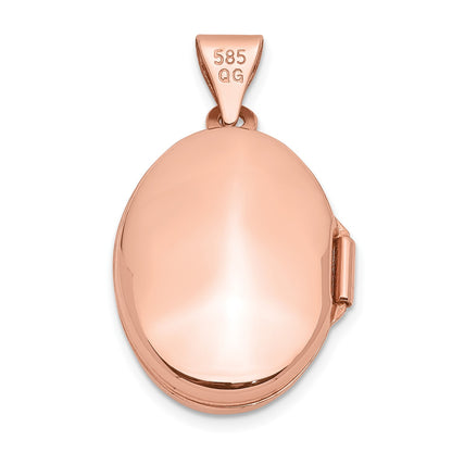 14k Rose Gold Polished 17mm Plain Oval Locket