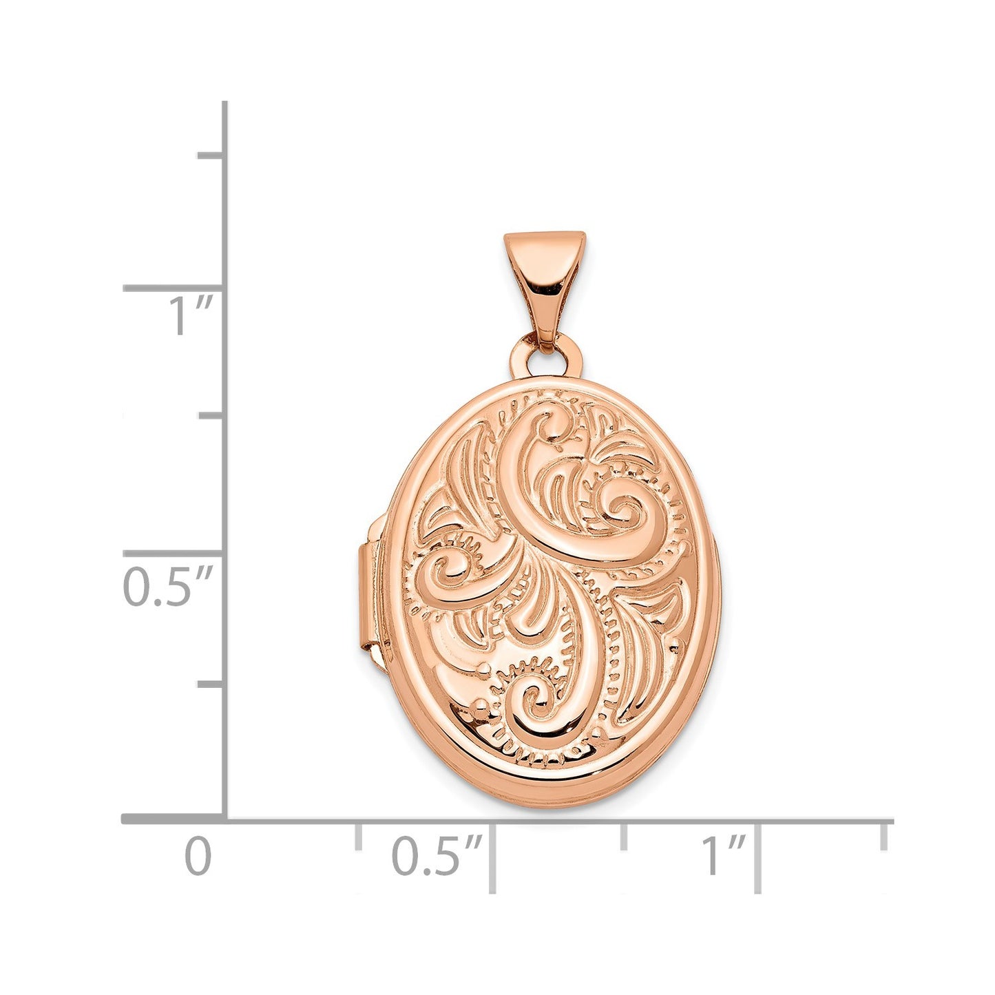 14k Rose Gold Scroll Design 21mm Oval Locket