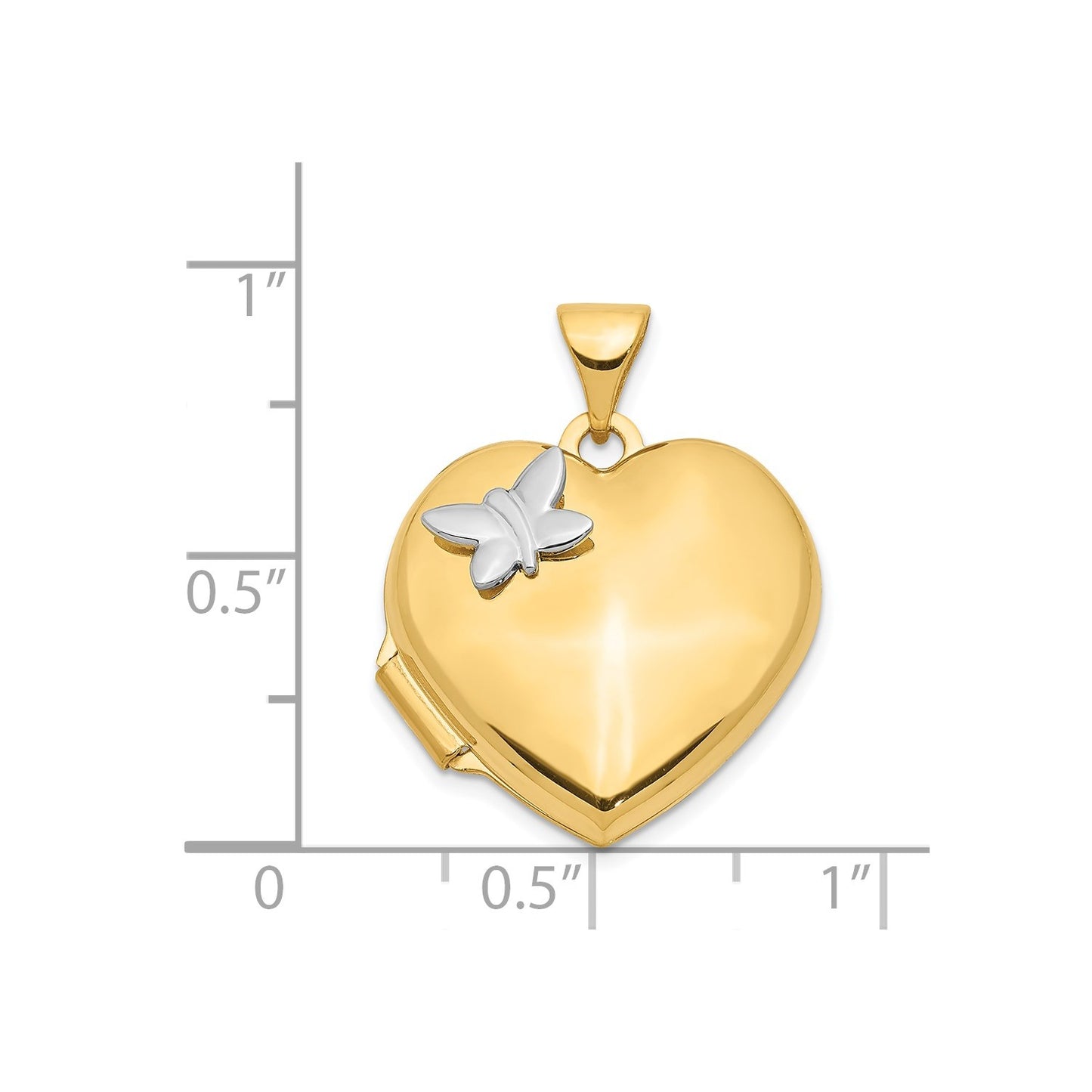 14k Two-Tone 18mm Butterfly Heart Locket