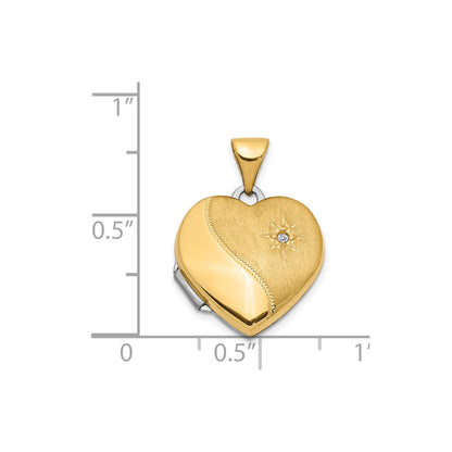 14k Two-Tone 15mm Reversible Diamond Heart Locket