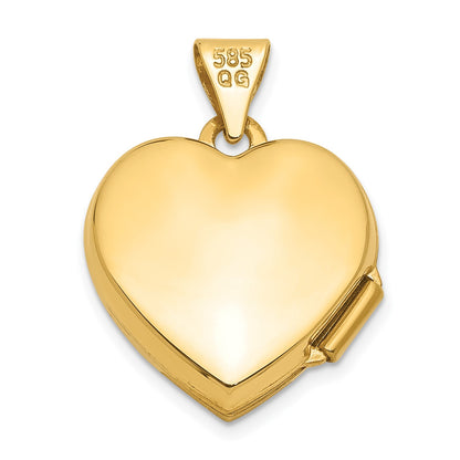 14k 15mm Half Scroll Design Heart Locket