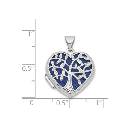 14k White Gold 18mm Tree Heart Locket