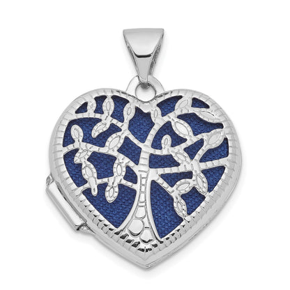 14k White Gold 18mm Tree Heart Locket